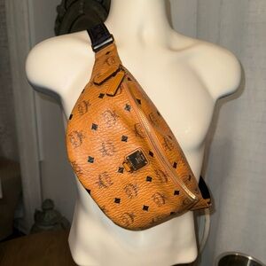MCM Tan Belt Bag with Black Accents